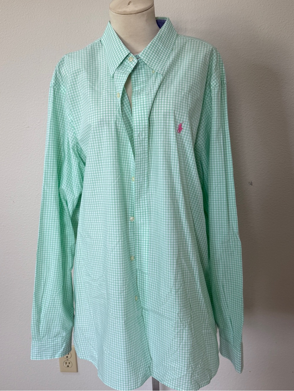 Mint Green Gingham RL button down